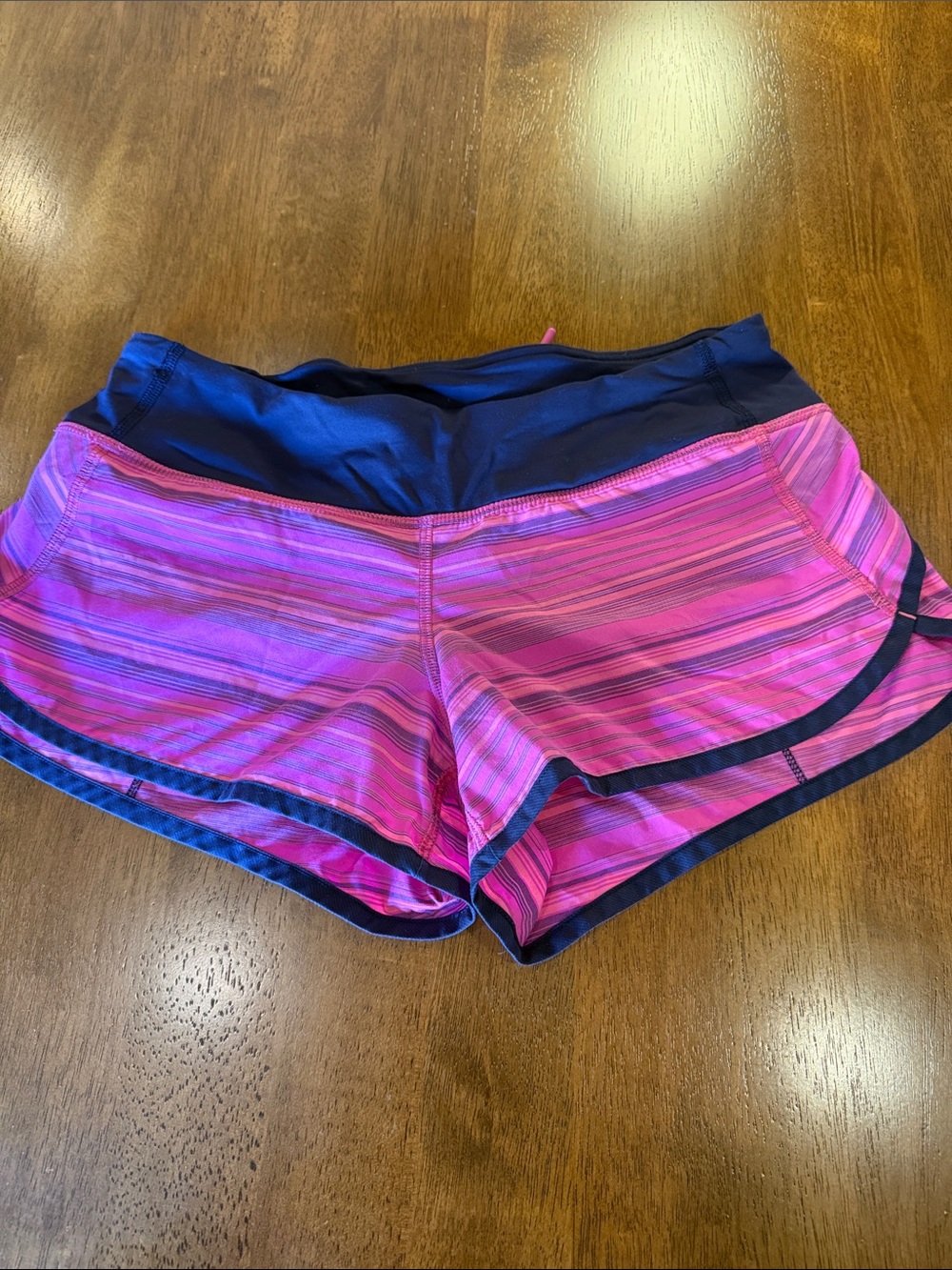 lululemon athletica Pink & Navy Striped Athletic Shorts
